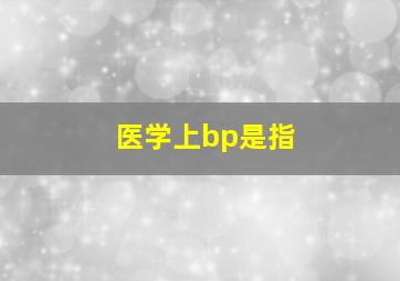 医学上bp是指