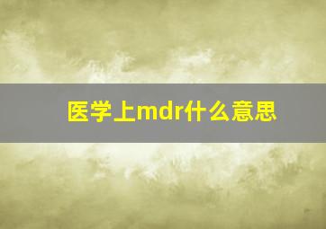 医学上mdr什么意思