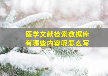 医学文献检索数据库有哪些内容呢怎么写