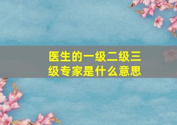 医生的一级二级三级专家是什么意思