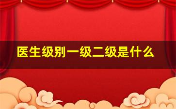 医生级别一级二级是什么