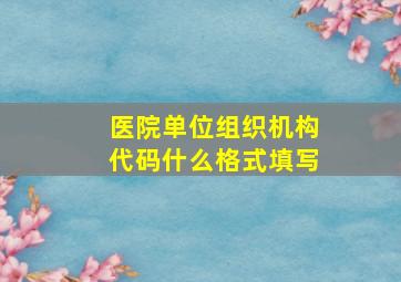 医院单位组织机构代码什么格式填写