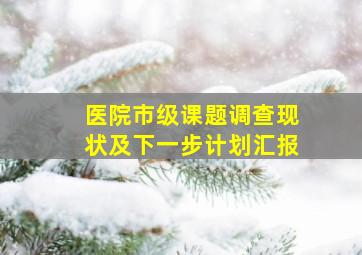 医院市级课题调查现状及下一步计划汇报