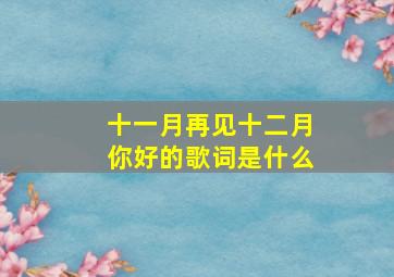 十一月再见十二月你好的歌词是什么