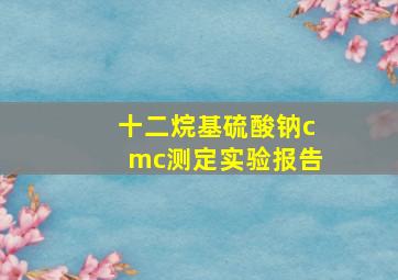 十二烷基硫酸钠cmc测定实验报告