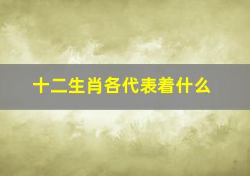 十二生肖各代表着什么