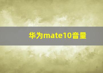 华为mate10音量