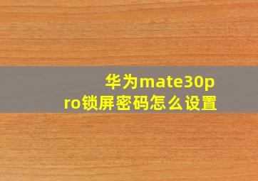 华为mate30pro锁屏密码怎么设置