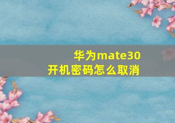 华为mate30开机密码怎么取消