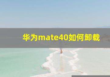 华为mate40如何卸载