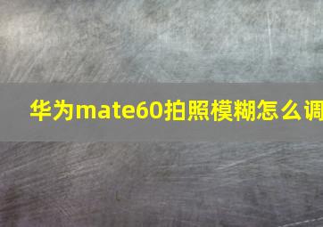 华为mate60拍照模糊怎么调