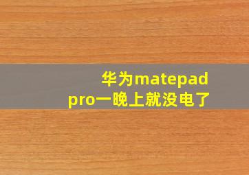 华为matepadpro一晚上就没电了