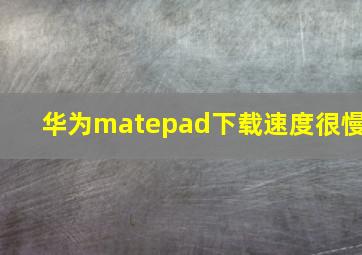 华为matepad下载速度很慢