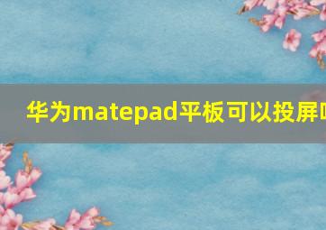 华为matepad平板可以投屏吗