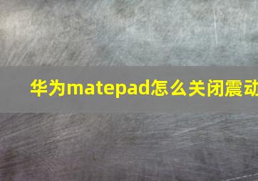 华为matepad怎么关闭震动