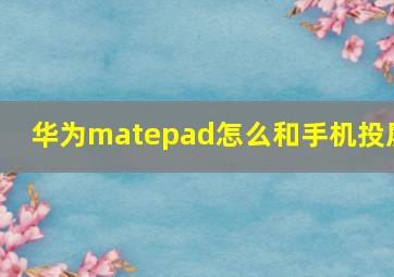 华为matepad怎么和手机投屏