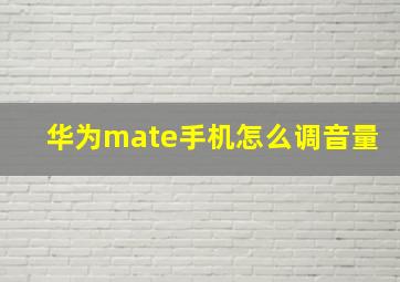 华为mate手机怎么调音量