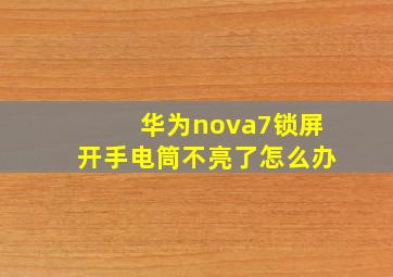 华为nova7锁屏开手电筒不亮了怎么办