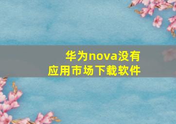 华为nova没有应用市场下载软件