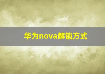 华为nova解锁方式