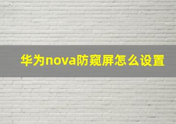 华为nova防窥屏怎么设置