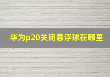 华为p20关闭悬浮球在哪里