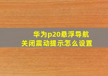 华为p20悬浮导航关闭震动提示怎么设置