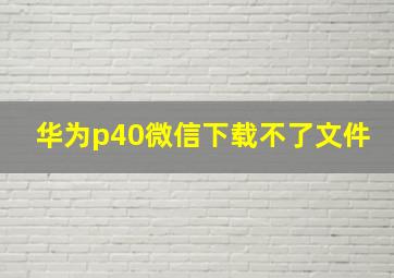 华为p40微信下载不了文件