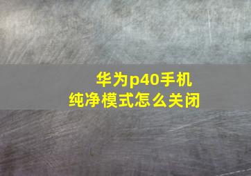 华为p40手机纯净模式怎么关闭