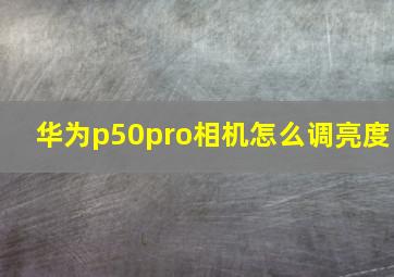 华为p50pro相机怎么调亮度