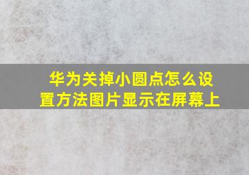 华为关掉小圆点怎么设置方法图片显示在屏幕上