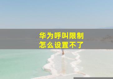 华为呼叫限制怎么设置不了