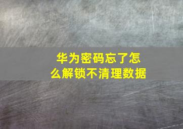 华为密码忘了怎么解锁不清理数据