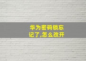 华为密码锁忘记了,怎么改开