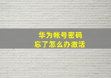 华为帐号密码忘了怎么办激活