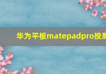 华为平板matepadpro投屏