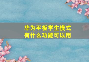 华为平板学生模式有什么功能可以用