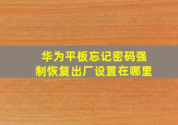 华为平板忘记密码强制恢复出厂设置在哪里