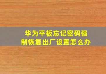 华为平板忘记密码强制恢复出厂设置怎么办