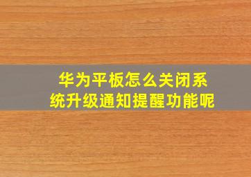 华为平板怎么关闭系统升级通知提醒功能呢