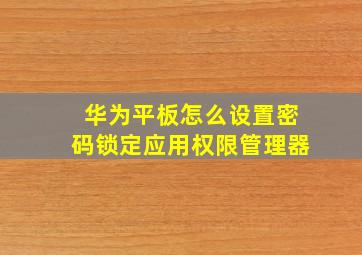 华为平板怎么设置密码锁定应用权限管理器