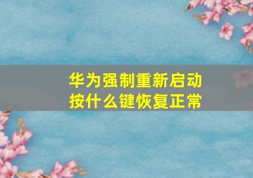 华为强制重新启动按什么键恢复正常