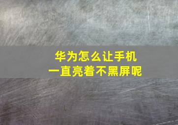 华为怎么让手机一直亮着不黑屏呢