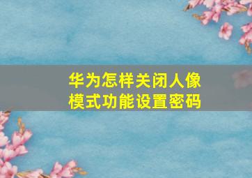 华为怎样关闭人像模式功能设置密码