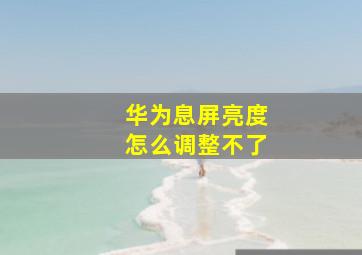 华为息屏亮度怎么调整不了