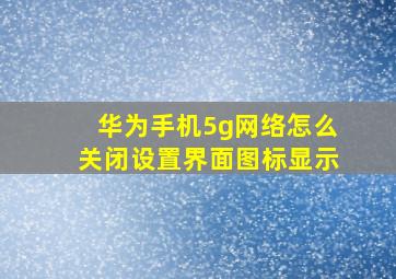 华为手机5g网络怎么关闭设置界面图标显示