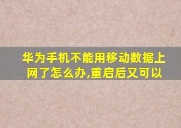 华为手机不能用移动数据上网了怎么办,重启后又可以