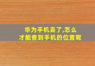 华为手机丢了,怎么才能查到手机的位置呢