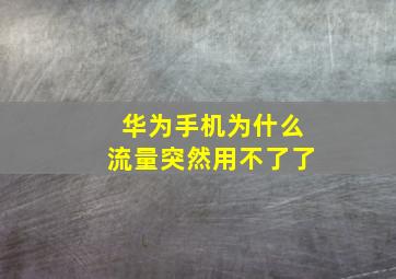 华为手机为什么流量突然用不了了