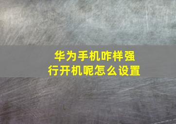 华为手机咋样强行开机呢怎么设置